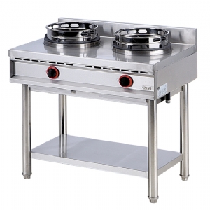 Gas wok hob with shelf, 2 burners AHA0018