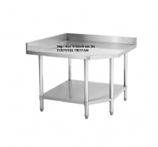 SS304 Corner Work Bench With Splashback & Under Shelf