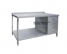 SS304 Desk With Under Shelf And Splash Back