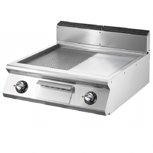 Electric griddle, top version, ½ smooth, ½ ribbed chromed plate V080FTREVCRT